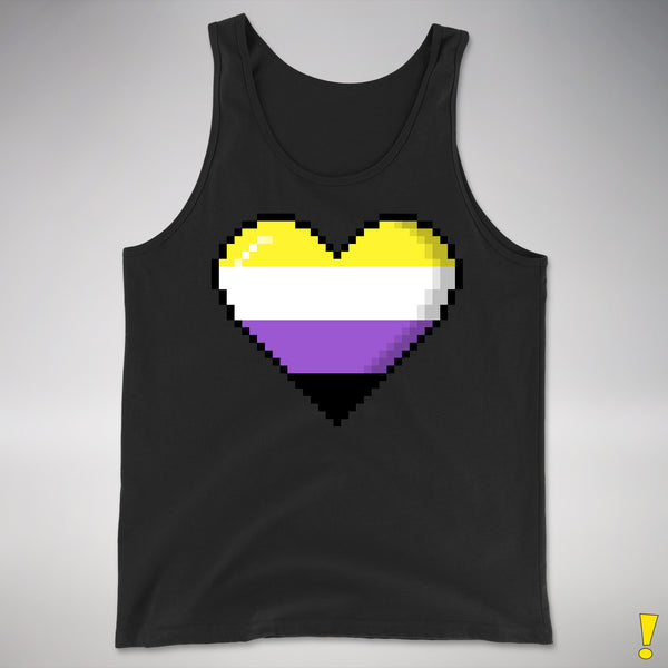 Nonbinary Pride Pixel Heart Premium Tank Top - Black