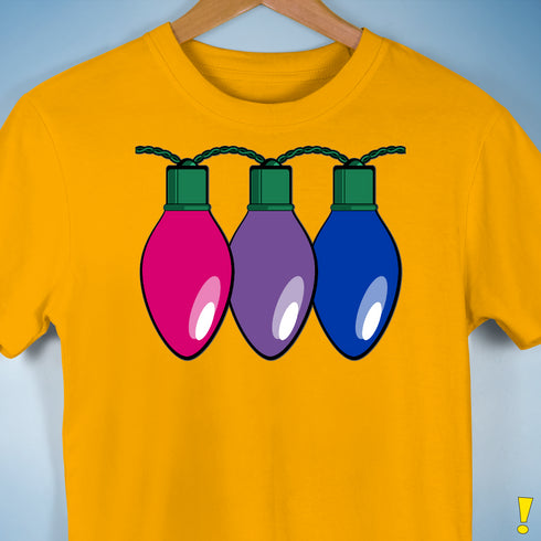 Bisexual Pride Christmas Lights Premium Unisex T-Shirt - Gold