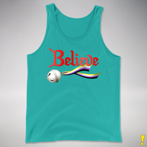 Believe Nonbinary Pride Jingle Bell Premium Tank Top - Teal
