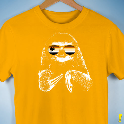 Pride Sloth Bear Pride Flag Sunglasses Premium Unisex T-Shirt - Gold