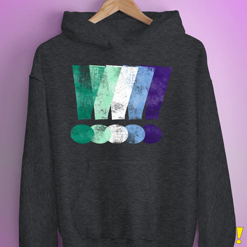 MLM Gay Pride Grunge Exclamation Points Hoodie - Dark Grey Heather