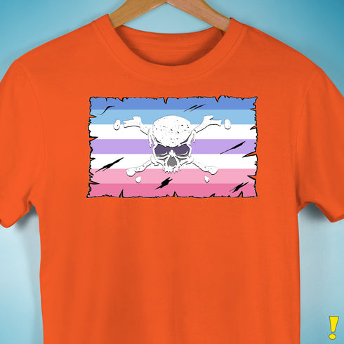 Bigender Pride Pirate Flag Premium Unisex T-Shirt - Orange