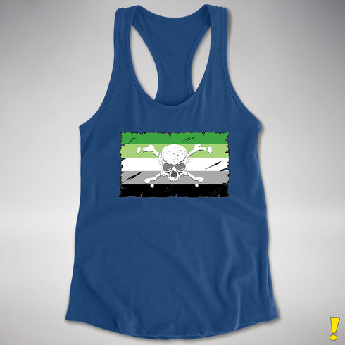 Aromantic Pride Pirate Flag Racerback Tank - Royal