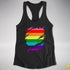 Original Gilbert Baker LGBTQ Gay Pride Flag Ripped Reveal Racerback - Black