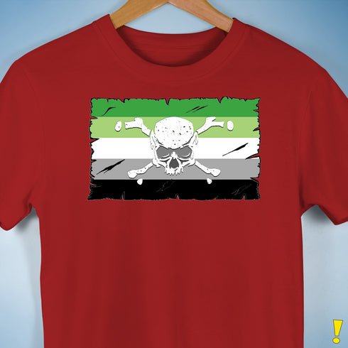 Aromantic Pride Pirate Flag Premium Unisex T-Shirt - Red