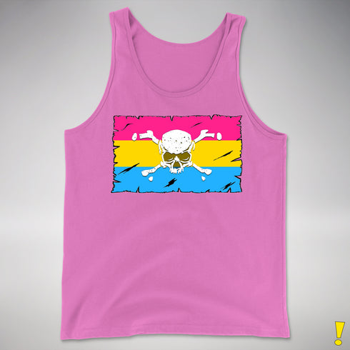Pansexual Pride Pirate Flag Premium Tank Top - Neon Pink