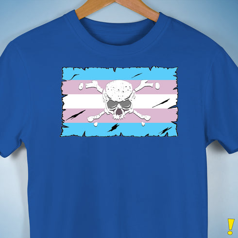 Transgender Pride Pirate Flag Premium Unisex T-Shirt - Royal Blue