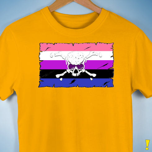 Genderfluid Pride Pirate Flag Premium Unisex T-Shirt - Gold
