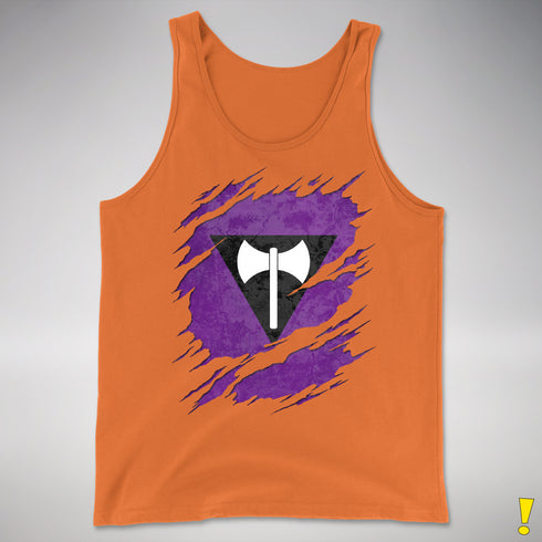 Lesbian Labrys Pride Flag Ripped Reveal Premium Tank Top - Orange