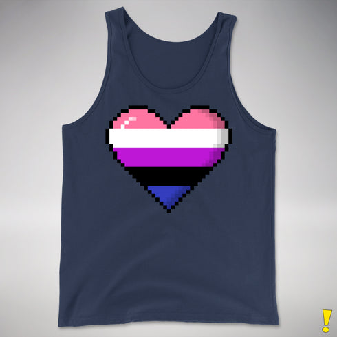 Genderfluid Pride Pixel Heart Premium Tank Top - Navy