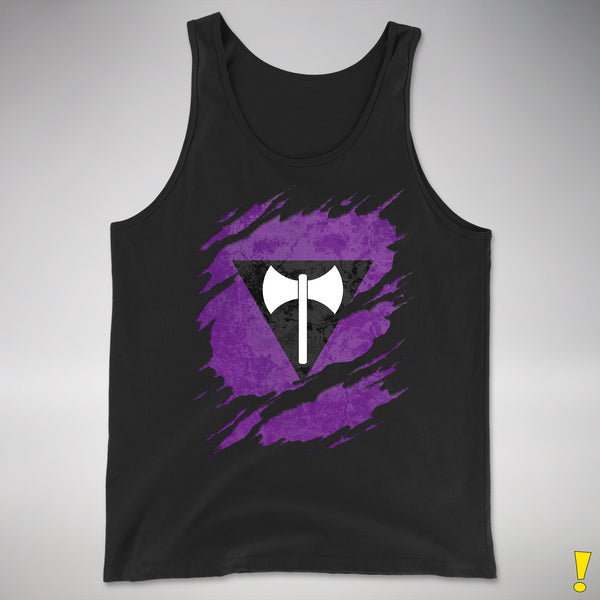 Lesbian Labrys Pride Flag Ripped Reveal Premium Tank Top - Black