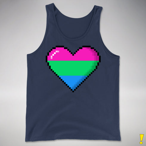 Polysexual Pride Pixel Heart Premium Tank Top - Navy
