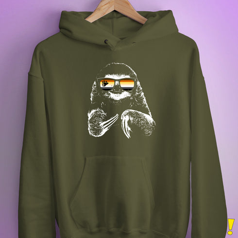 Pride Sloth Bear Pride Flag Sunglasses Hoodie - Army