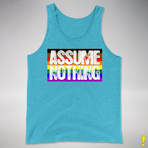 Assume Nothing Philly LGBTQ Gay Pride Flag Premium Tank Top - Aqua Triblend