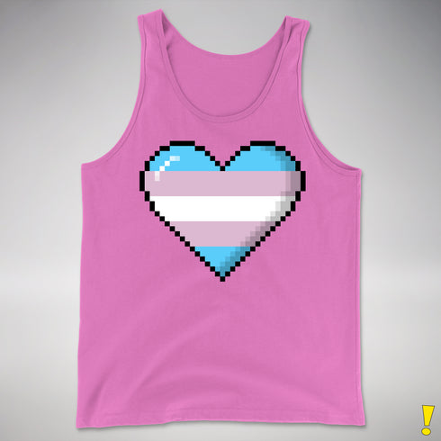 Transgender Pride 8-Bit Pixel Heart Premium Tank Top - Neon Pink