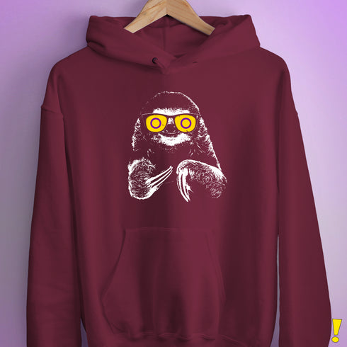 Pride Sloth Intersex Flag Sunglasses Hoodie - Maroon
