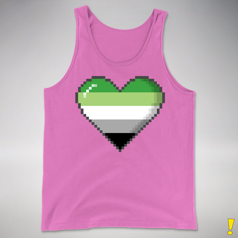 Aromantic Pride 8-Bit Pixel Heart Premium Tank Top - Neon Pink