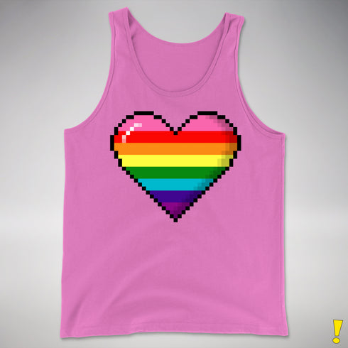 Gilbert Baker Original LGBTQ Gay Rainbow Pride 8-Bit Pixel Heart - Neon Pink