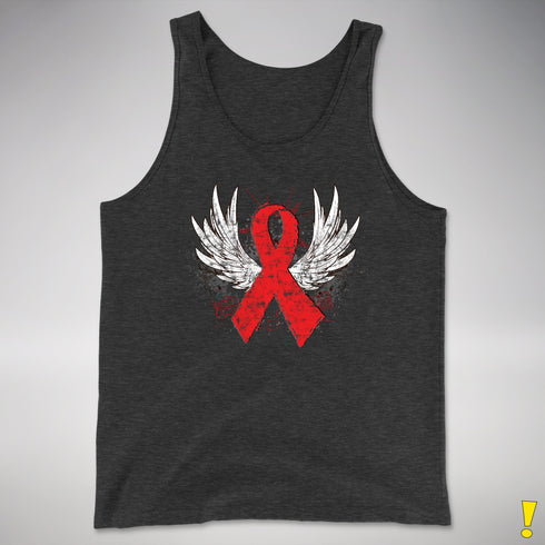 Winged Red Ribbon - World AIDS Day Premium Tank Top - Charcoal Triblend