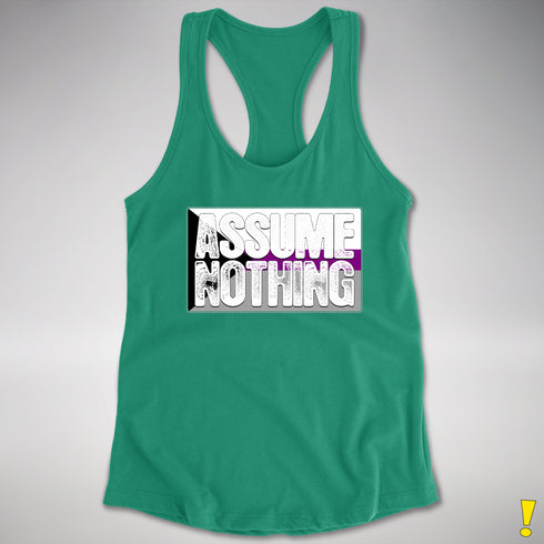 Assume Nothing Demisexual Pride Flag Racerback Tank - Kelly Green