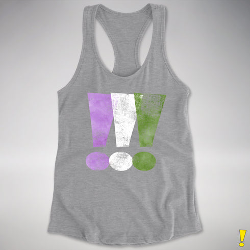 Genderqueer Pride Exclamation Points Women's Racerback Tank - Heather Grey