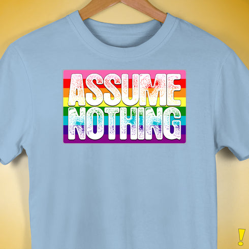 Assume Nothing Gilbert Baker Original LGBTQ Gay Pride Flag Premium - Baby Blue