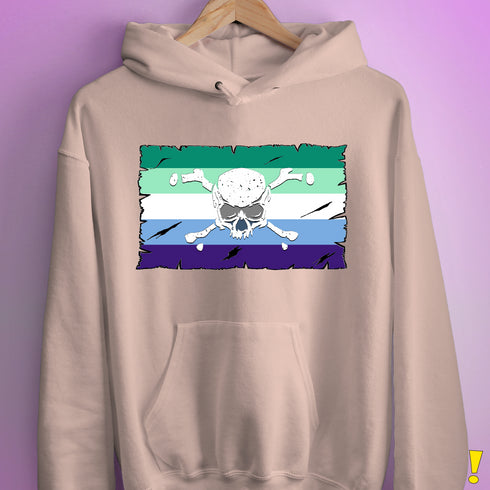 Gay Male Pride Pirate Flag Hoodie - Light Pink