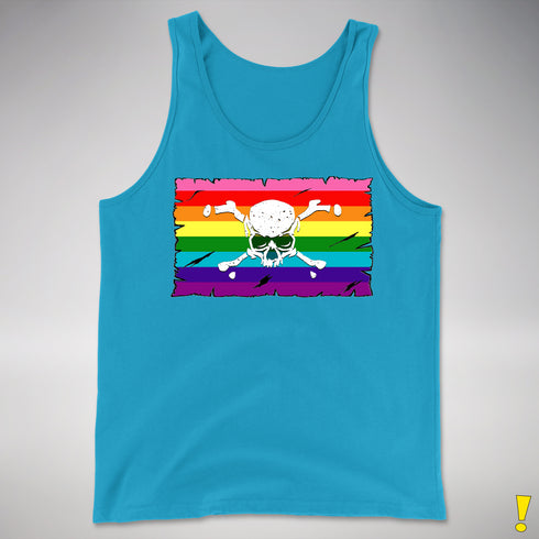 Gilbert Baker LGBTQ Pride Pirate Flag Premium Tank Top - Neon Blue