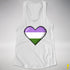 Genderqueer Pride 8-Bit Pixel Heart Racerback Tank - White