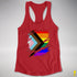 LGBTQ Progress Pride Flag Ripped Reveal Racerback Tank - Red