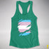 Transgender Pride Flag Ripped Reveal Racerback Tank - Kelly Green