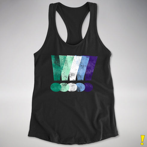 MLM Gay Pride Grunge Exclamation Points Racerback Tank - Black