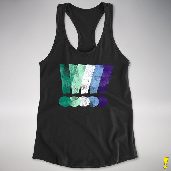 MLM Gay Pride Grunge Exclamation Points Racerback Tank - Black