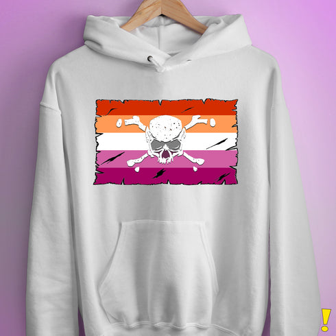 Lesbian Pride Pirate Flag Hoodie - White