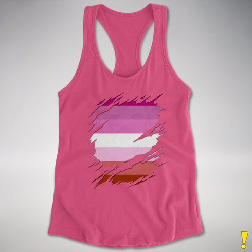 Pink Lesbian Ripped Reveal Racerback Tank - Hot Pink