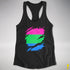 Polysexual Pride Flag Ripped Reveal Racerback Tank - Black