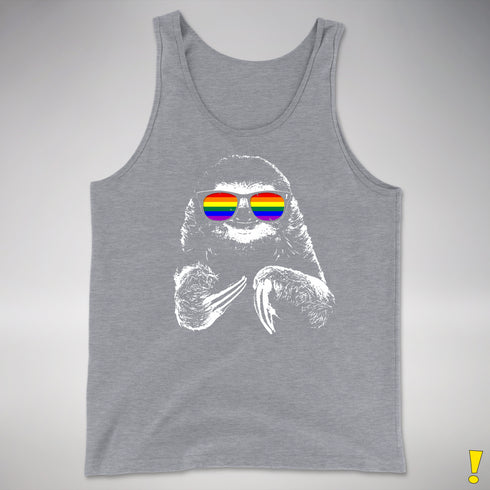Pride Sloth LGBTQ Flag Sunglasses Premium Tank Top - Grey Heather