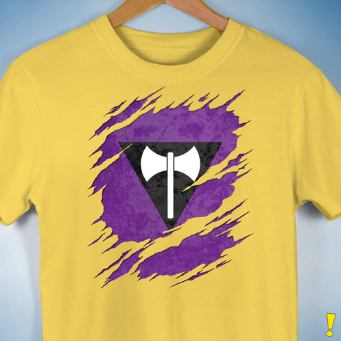 Lesbian Labrys Pride Flag Ripped Reveal Premium Unisex T-Shirt - Yellow