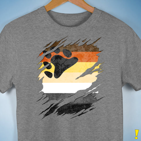 Bear Pride Flag Ripped Reveal Premium Unisex T-Shirt - Grey Heather