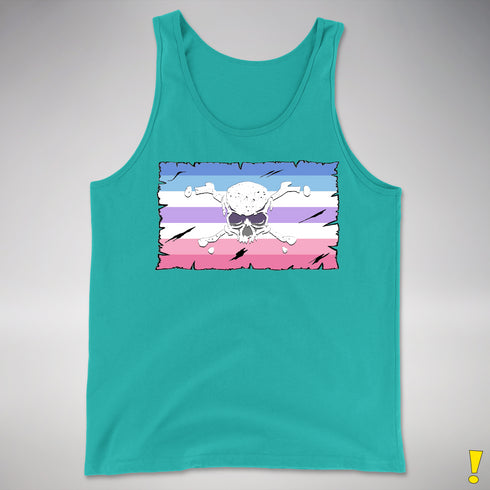 Bigender Pride Pirate Flag Premium Tank Top - Teal