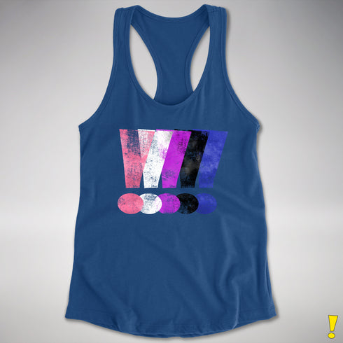 Genderfluid Pride Grunge Exclamation Points Racerback Tank - Royal