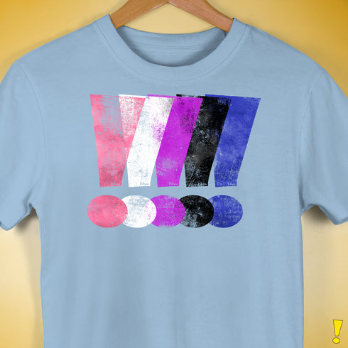 Genderfluid Pride Grunge Exclamation Points Premium Unisex T-Shirt - Baby Blue