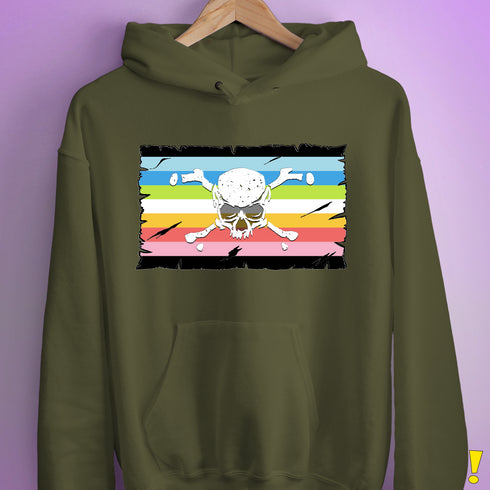 Queer Pride Pirate Flag Hoodie - Army