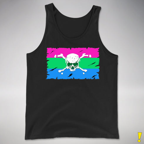 Polysexual Pride Pirate Flag Premium Tank Top - Black