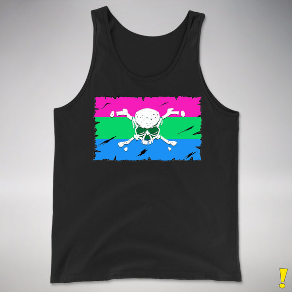 Polysexual Pride Pirate Flag Premium Tank Top - Black