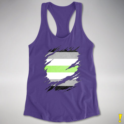 Agender Pride Flag Ripped Reveal Racerback Tank - Purple