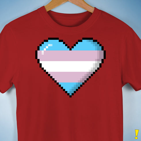 Transgender Pride 8-Bit Pixel Heart Premium Unisex T-Shirt - Red