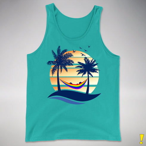 LGBTQ Pride Hammock Summer Beach Sunset Premium Tank Top - Teal