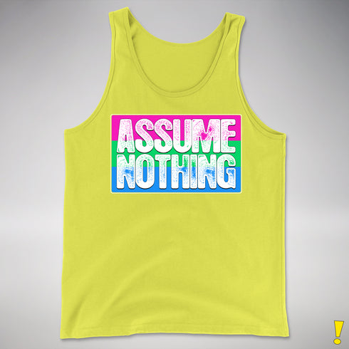 Assume Nothing Polysexual Pride Flag Premium Tank Top - Neon Yellow