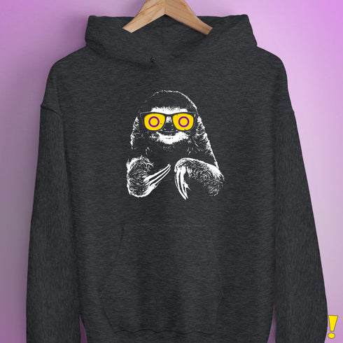 Pride Sloth Intersex Flag Sunglasses Hoodie - Dark Grey Heather
